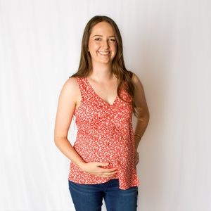 Maternity Friendly Red Tank Top NWT Empire Waist V-Neck
